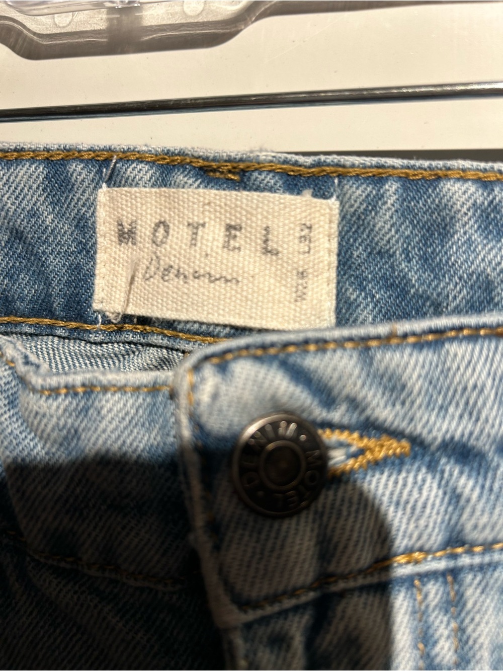 Motel Low Rise Parallel Jeans In Bright Blue Used - Picture 2 of 8